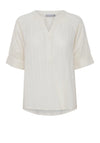 Fransa Embroidered Line Blouse, Cream