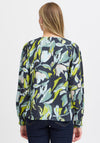 Fransa Leaf Print Blouse, Navy Multi