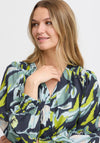 Fransa Leaf Print Blouse, Navy Multi