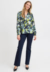 Fransa Leaf Print Blouse, Navy Multi