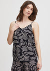 Fransa Abstract Print Cami Top, Black