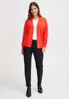 Fransa Fine Ribbed Trim Short Cardigan, Flame