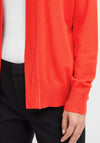 Fransa Fine Ribbed Trim Short Cardigan, Flame