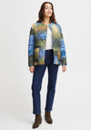 Fransa Watercolour Print Quilted Jacket, Blue Multi