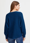 Fransa Ribbed Knit Loose Jumper, Blue