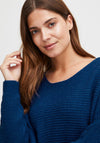 Fransa Ribbed Knit Loose Jumper, Blue