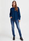 Fransa Ribbed Knit Loose Jumper, Blue