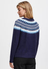 Fransa Nordic Pattern Neck Jumper, Navy