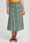 Fransa Floral Button Front Midi Skirt, Blue Multi