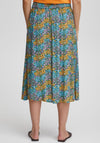 Fransa Floral Button Front Midi Skirt, Blue Multi