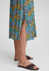 Fransa Floral Button Front Midi Skirt, Blue Multi