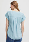 Fransa Hot Crepe V Neck Top, Pale Blue