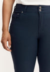 Fransa Curve Slim Leg Trousers, Navy