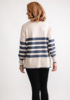 Fransa Bitte Split Hem Striped Jumper, Beige and Blue