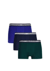 Gant 3 Pack Core Cotton Stretch Trunks, Deep Forest Multi