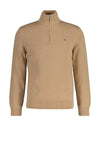 Gant Casual Cotton Half Zip Sweater, Khaki Melange