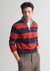 Gant Chambray Heavy Rugger Barstripe Polo Shirt, Iron Red