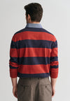 Gant Chambray Heavy Rugger Barstripe Polo Shirt, Iron Red