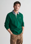 Gant Chambray Heavy Rugger Polo Shirt, Deep Forest Green