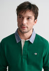 Gant Chambray Heavy Rugger Polo Shirt, Deep Forest Green