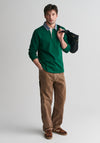 Gant Chambray Heavy Rugger Polo Shirt, Deep Forest Green