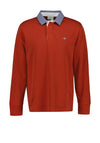 Gant Chambray Heavy Rugger Polo Shirt, Iron Red