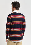 Gant Chambray Heavy Rugger Striped Polo Shirt, Evening Blue Multi