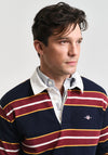 Gant Chambray Heavy Rugger Striped Polo Shirt, Evening Blue Multi