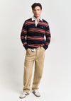 Gant Chambray Heavy Rugger Striped Polo Shirt, Evening Blue Multi