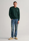 Gant Classic Cotton Crew Neck Sweater, Tartan Green