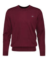 Gant Classic Cotton Crew Neck Sweater, Wine Red