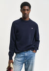 Gant Cotton Saddle Crew Neck Sweater, Evening Blue