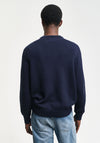 Gant Cotton Saddle Crew Neck Sweater, Evening Blue