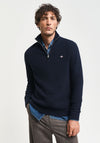 Gant Cotton Textured Half Zip Sweater, Evening Blue