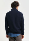 Gant Cotton Textured Half Zip Sweater, Evening Blue