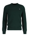 Gant Cotton Saddle Crew Neck Sweater, Tartan Green