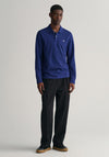 Gant Shield Long Sleeve Pique Polo Shirt, Rich Navy