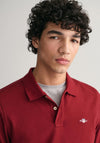 Gant Shield Long Sleeve Pique Polo Shirt, Plumped Red