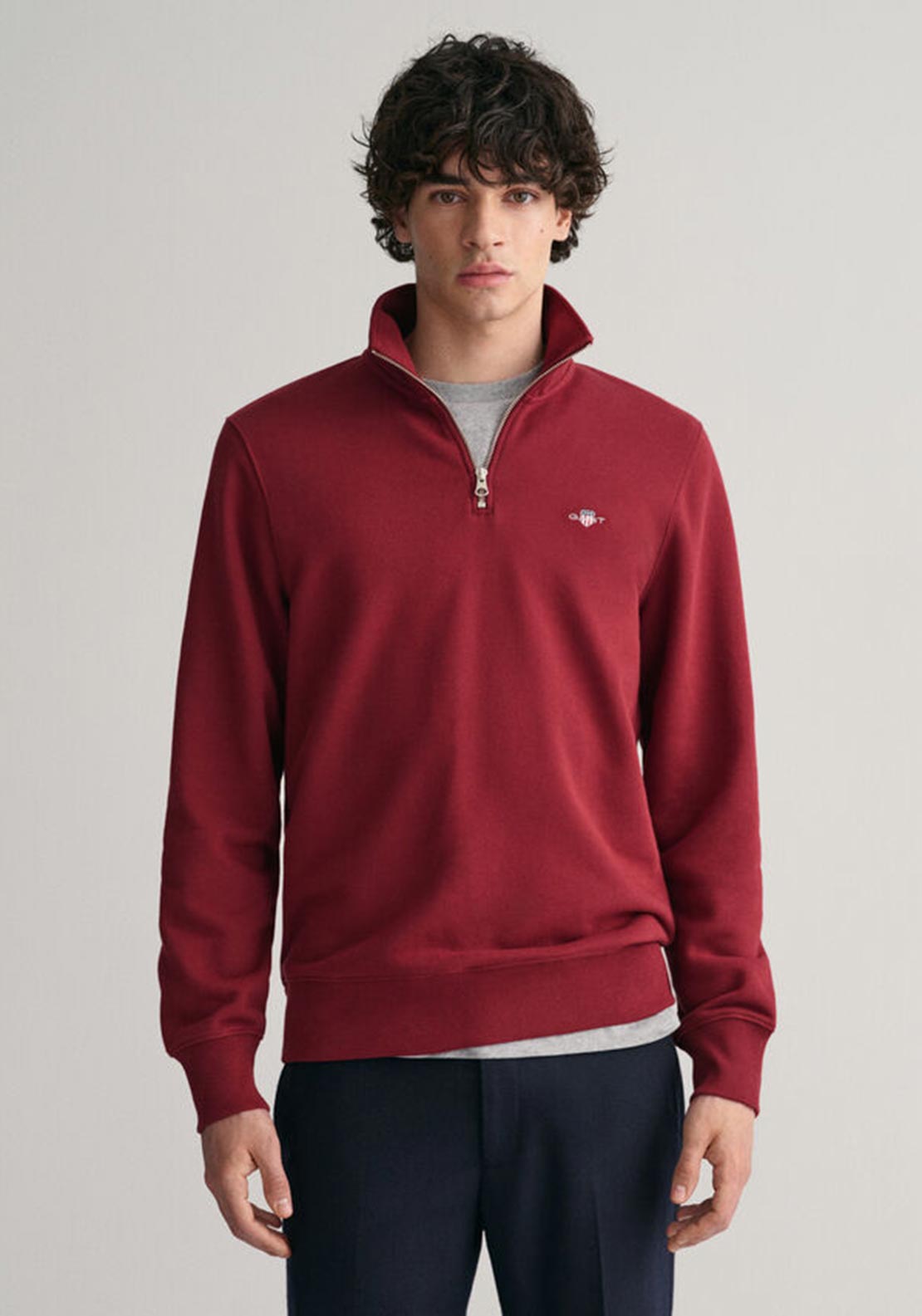 Gant Sheild Half Zip Sweatshirt, Plumped Red - McElhinneys