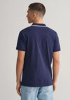 Gant Striped Contrast Collar Pique Polo Shirt, Evening Blue