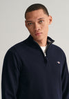 Gant Superfine Lambswool Half Zip Sweater, Navy