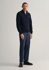 Gant Superfine Lambswool Half Zip Sweater, Navy