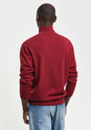 Gant Superfine Lambswool Half Zip Sweater, Wine