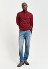 Gant Superfine Lambswool Half Zip Sweater, Wine