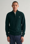 Gant Superfine Lambswool Half Zip Sweater, Tartan Green