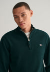 Gant Superfine Lambswool Half Zip Sweater, Tartan Green