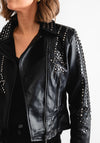 Goa Goa Studded Star Faux Leather Jacket, Black