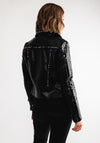 Goa Goa Studded Star Faux Leather Jacket, Black