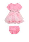 Guess Baby Girl Tulle Tee Dress and Pant Set, Pink