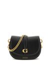 Guess Kuba Mini Saddle Crossbody Bag, Black